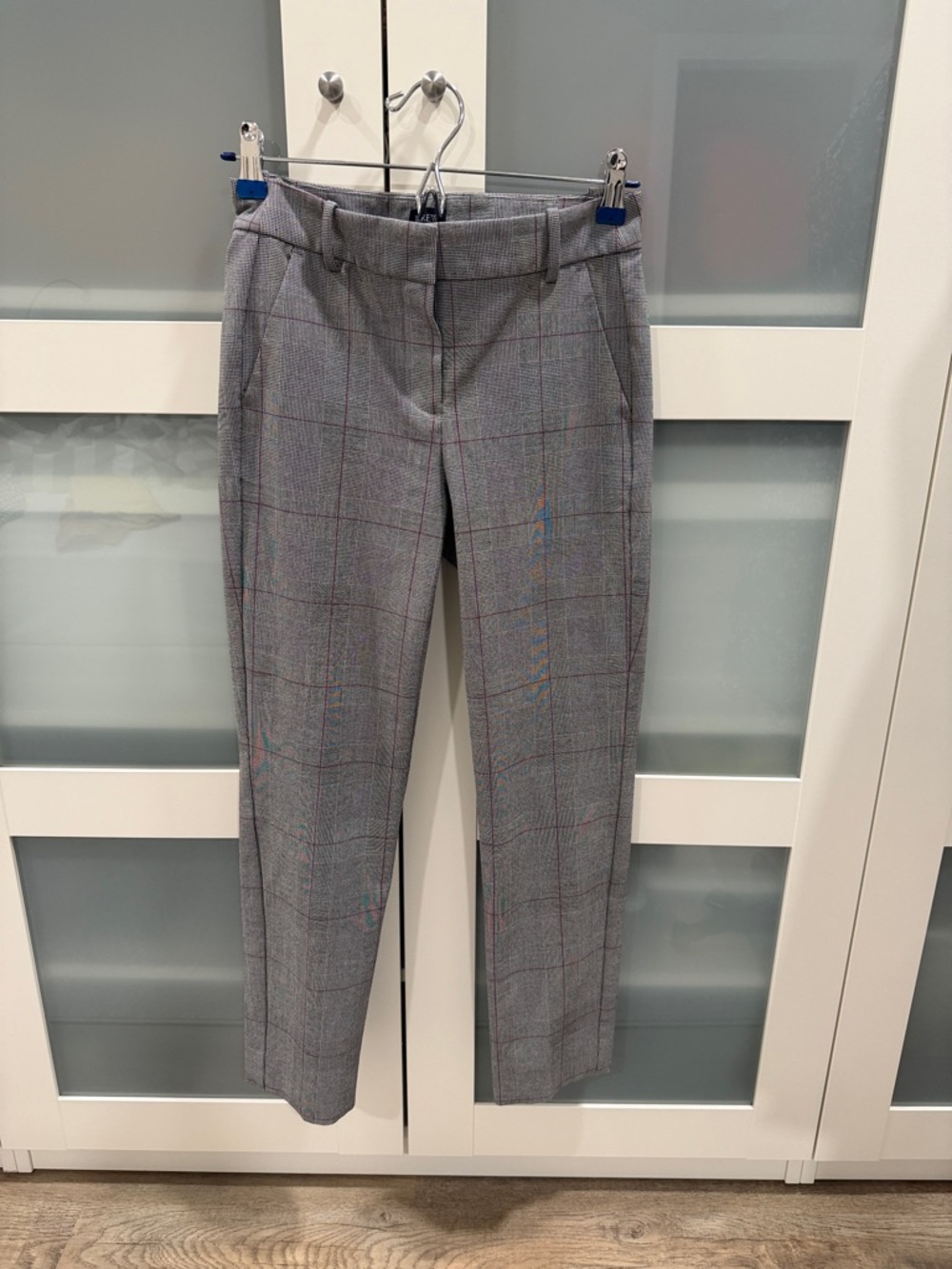J. Crew Factory Gray Windowpane Straight-Leg Pants